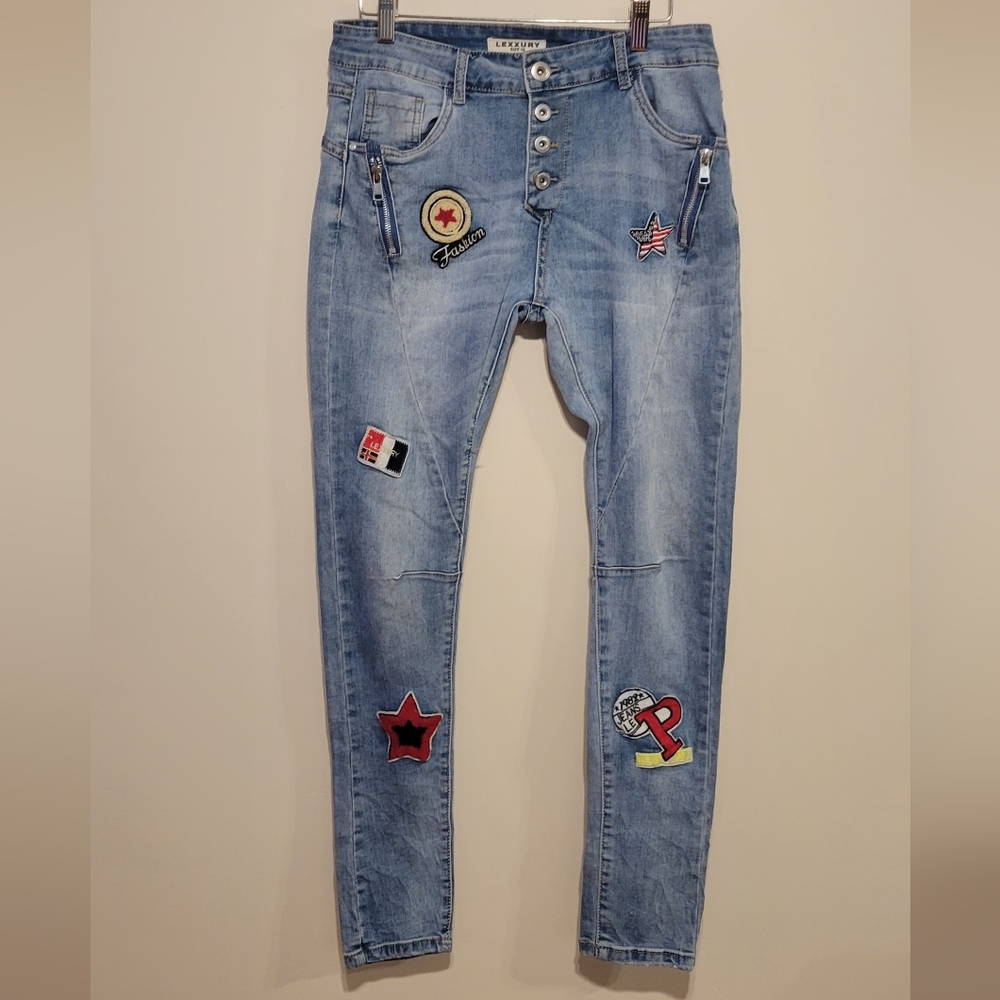 LEXXURY JEANS with Patches Buttonfly‎ Size 38C1
